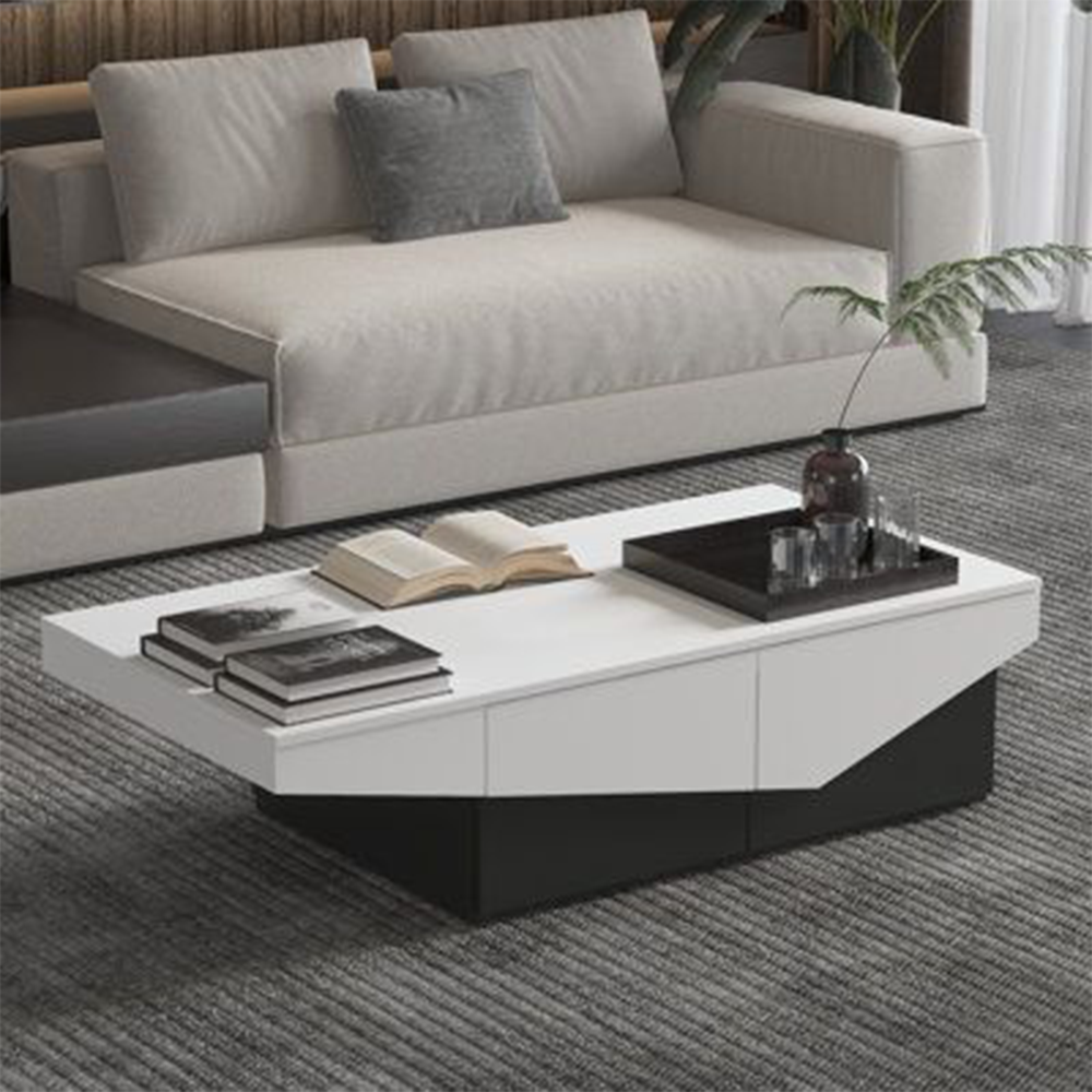 Modern Geometric Coffee Table with Storage